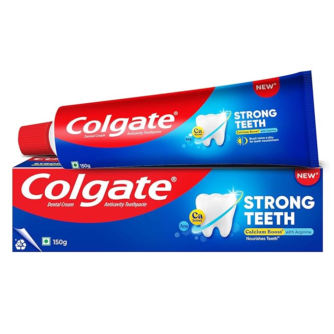 Colgate Strong Teeth, 150G, India S No: 1 Toothpaste Brand, Calcium-Boost Tooth Paste For 2X Stronger Teeth, Whitens Teeth, Fresh Breath & Prevents Cavities.