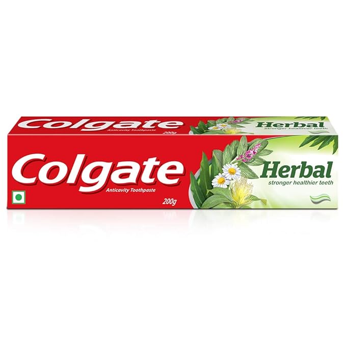 Colgate Herbal Toothpaste 200g, Goodness of Natural Ingredients for Healthy Teeth, Fresh Breath, Sugar-free & Gluten free Tooth Paste